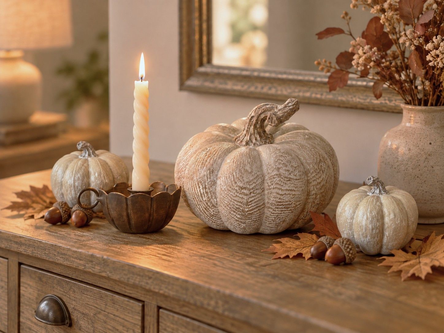 Resin Wood Effect Squat Pumpkin - Medium Create an Autumn accent with these cute little resin wood carved effect pumpkins in various sizes