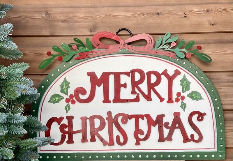 Merry Christmas Holly Sign