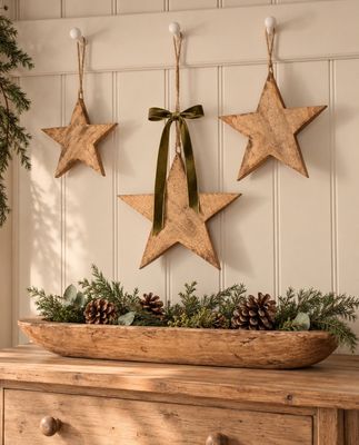 Vintage Wooden Stars - Set of 3 Set of three hanging wooden stars for a rustic accent to hallways, boot room, kitchens and more. Not just a seasonal décor