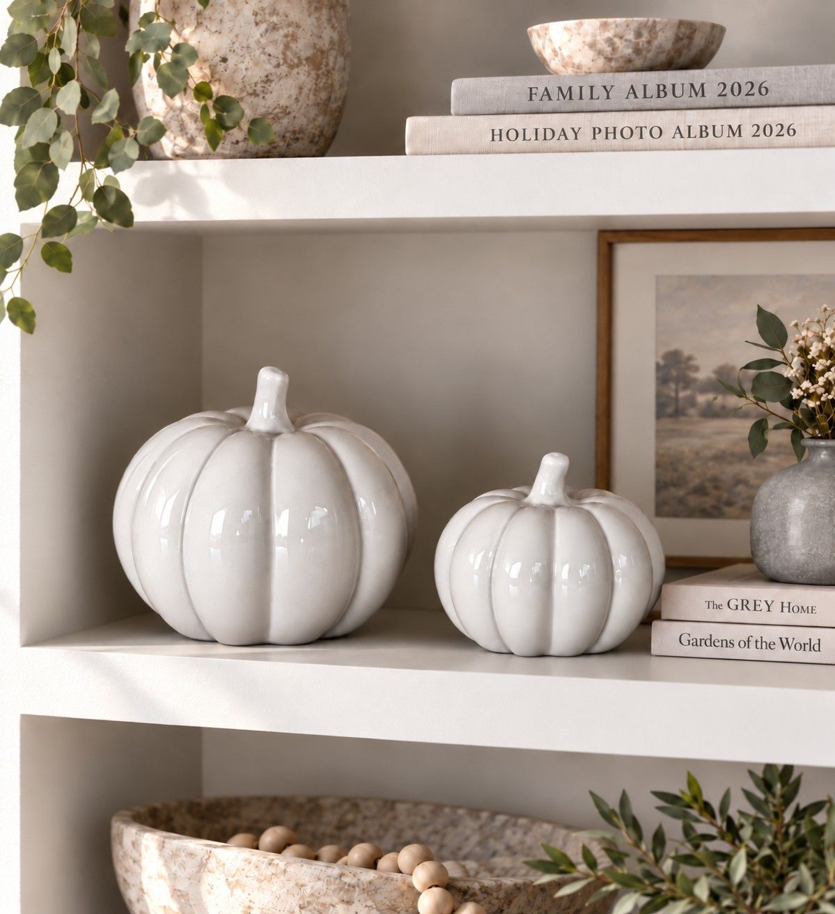 Ceramic Pumpkins, Size: Small, Colour: Grey