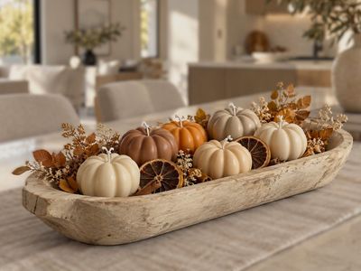 Decorate your home this season with handmade pumpkin candles in subtle Autumn shades