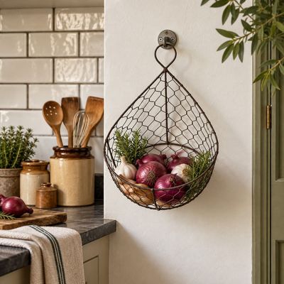 Teardrop Wire Basket Blend of vintage charm and versatile practical storage the Teardrop basket brings a farmhouse-inspired aesthetic to your home