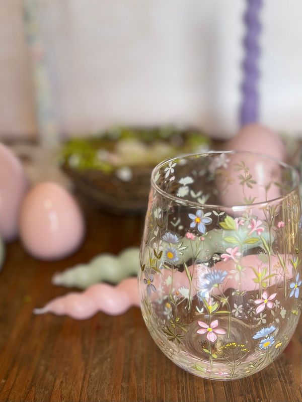 Floral Glass Tumbler