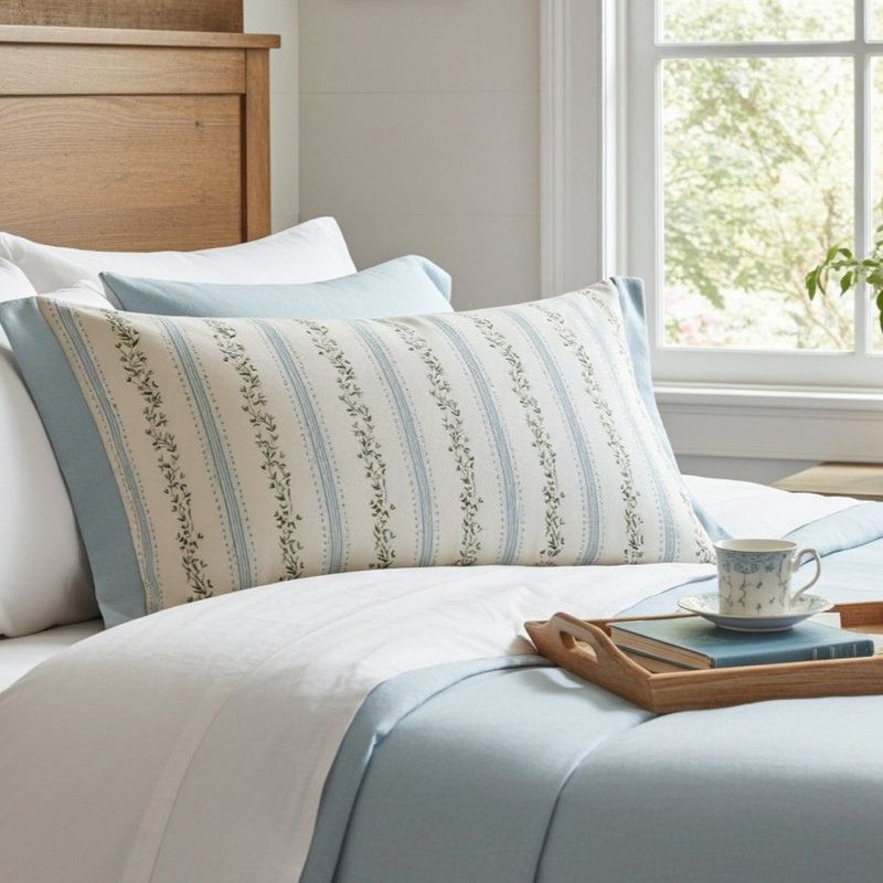 The Sky cushion - perfect for a seasonal décor refresh.  A lovely accent for a pretty pale blue bedroom evoking country charm