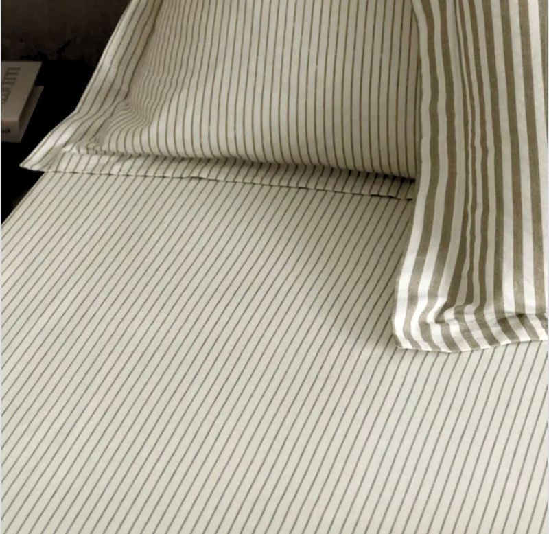 Crisp cotton fitted bed sheet in a muted brown mole thin stripe. The perfect finishing touch to the duvet set and pillowcases