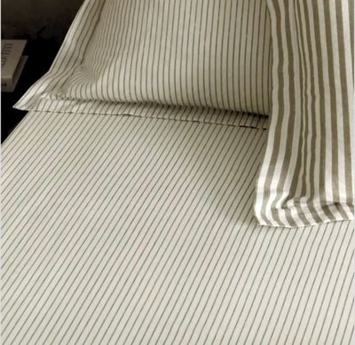 Crisp cotton fitted bed sheet in a muted brown mole thin stripe. The perfect finishing touch to the duvet set and pillowcases