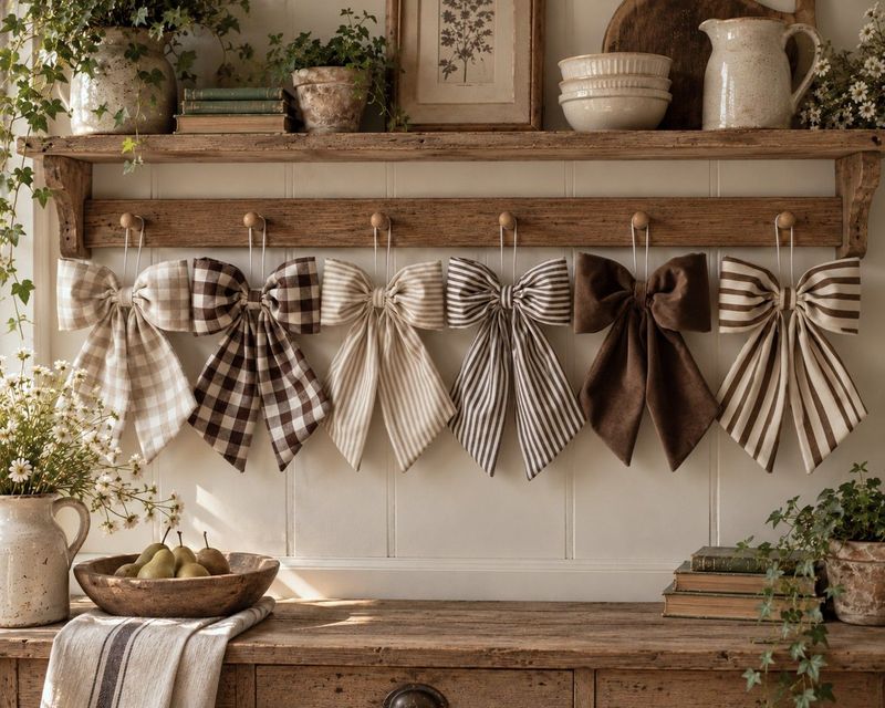 Handmade linen cotton and velvet bows in timeless neutral tones, perfect for cottage styling, wreaths and farmhouse interiors