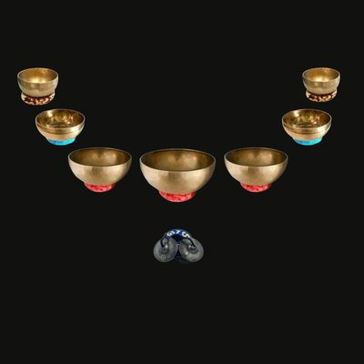 SET OF 7 BOWLS & TINGSHAS