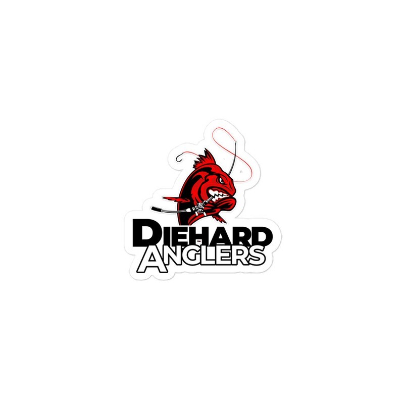 Bubble-free stickers, &quot;Diehard&quot; on top/&quot;Anglers&quot; on bottom logo design