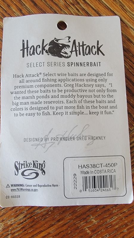 Hack Attack Select Series Spinnerbait by Greg Hackney