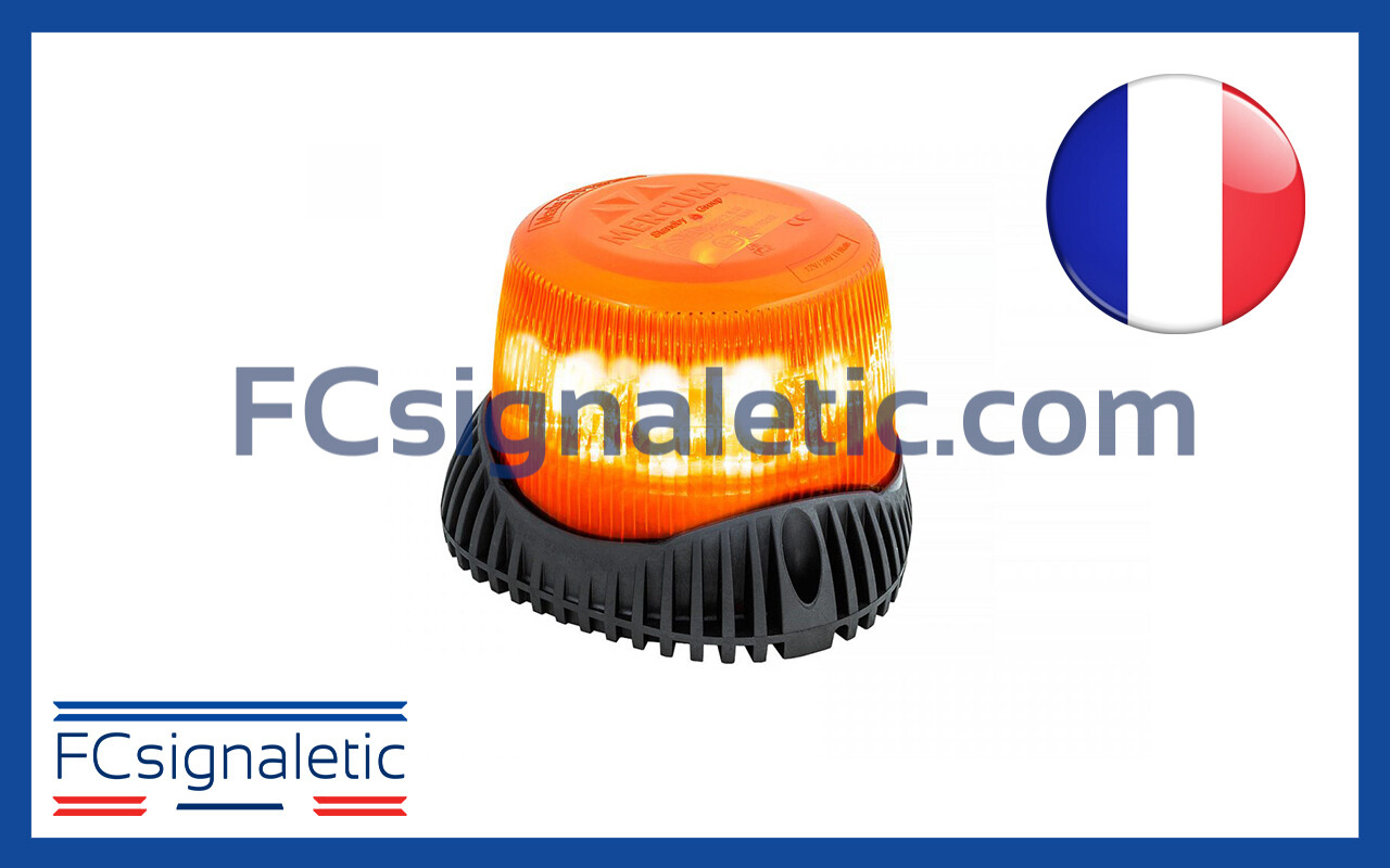 Gyrophare Gyroled M80 orange embase ISO classe 1 STANDBY MERCURA 30577-00