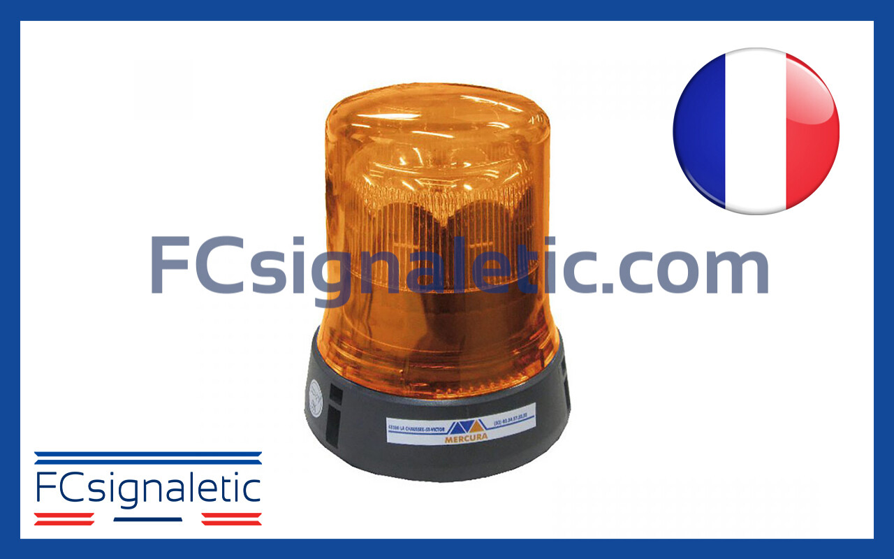 Gyrophare Gyroled orange embase ISO XL classe 2 rotatif STANDBY MERCURA 23576-01