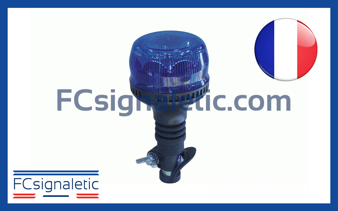 Gyrophare Gyroled bleu embase hampe classe 1 rotatif STANDBY MERCURA 21934-02