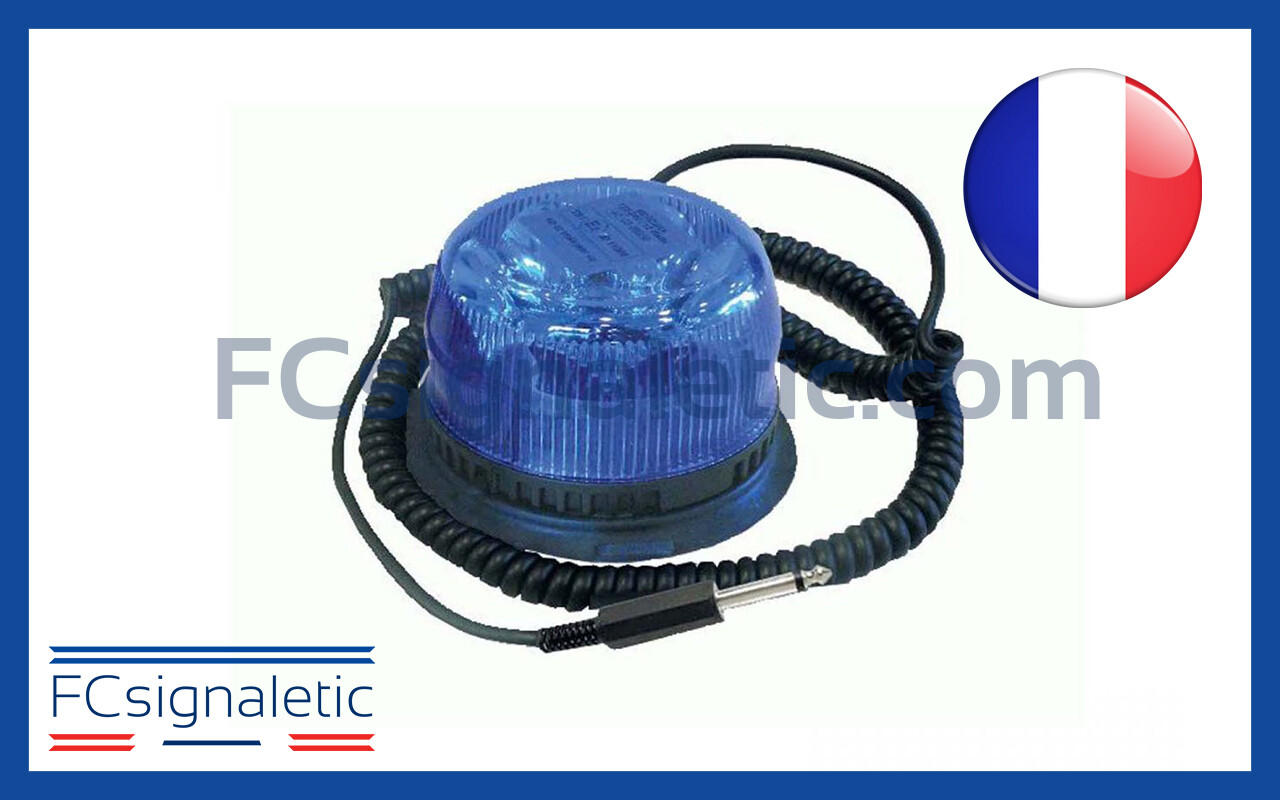 Gyrophare Gyroled bleu embase magnétique prise jack classe 1 flash STANDBY MERCURA 22276-01
