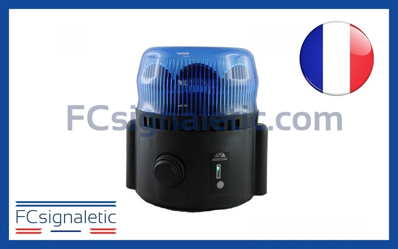 Gyrophare Gyroled bleu autonome embase magnétique chargeur 12V  classe 1 flash STANDBY MERCURA 23399-02