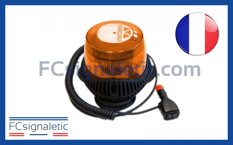 Gyrophare Gyroled M130 orange embase magnétique prise allume cigare classe 2 STANDBY MERCURA