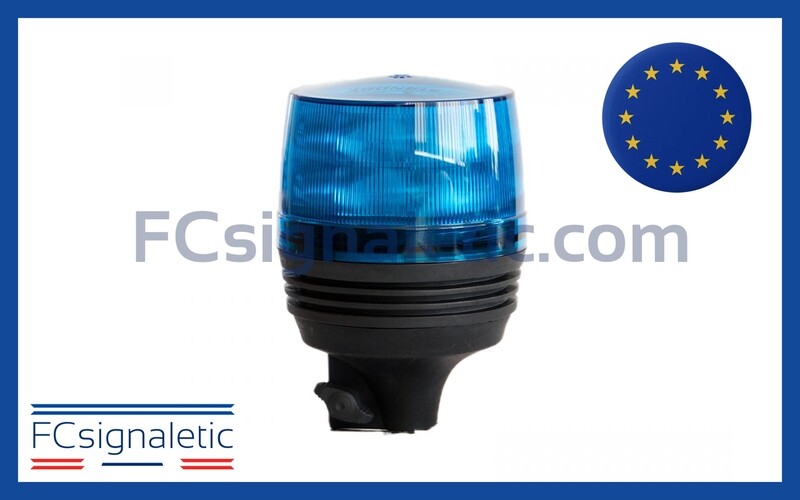 Gyrophare à LED RHODON bleu embase hampe classe 2 flash STANDBY MERCURA 31223-00