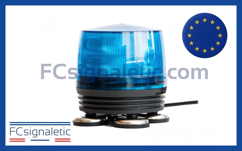 Gyrophare à LED RHODON bleu embase magnétique prise allume cigare classe 2 flash STANDBY MERCURA 31224-00