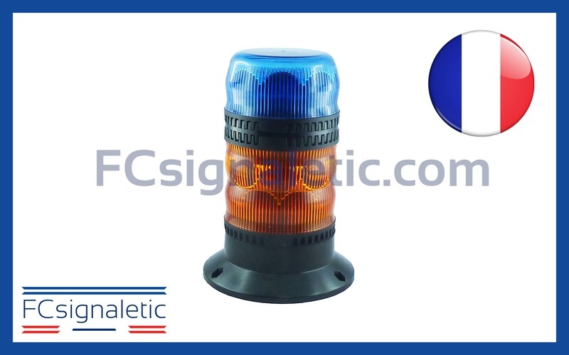 Gyrophare Gyroled KOMBI orange classe 2 rotatif, bleu classe 1 flash embase ISO STANDBY MERCURA