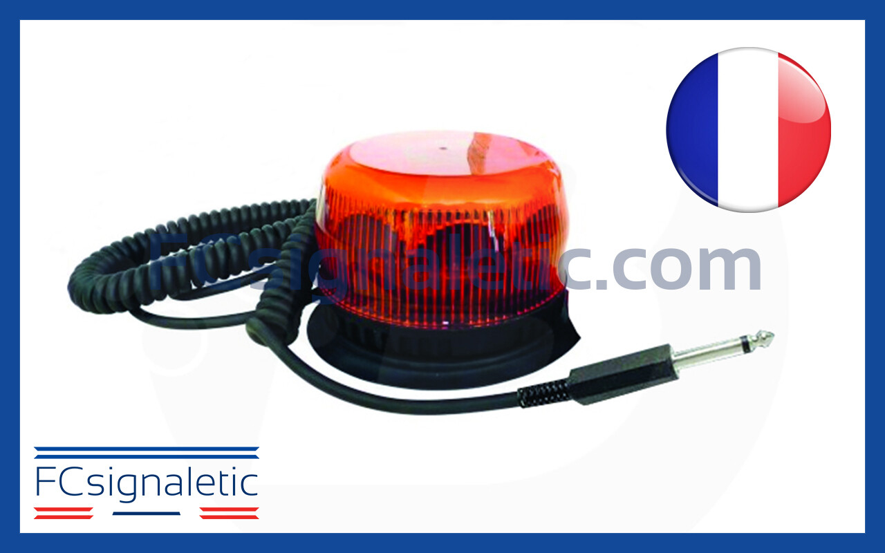 Gyrophare Gyroled orange embase magnétique prise jack classe 1 rotatif STANDBY MERCURA