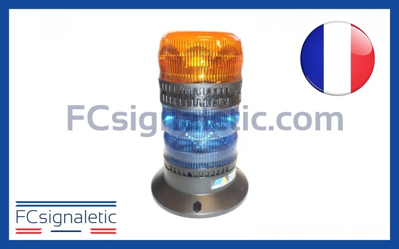 Gyrophare Gyroled KOMBI bleu classe 2 flash, orange classe 1 rotatif embase ISO STANDBY MERCURA