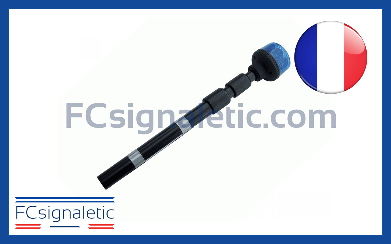 Gyrophare Gyroled bleu sur mât moto classe 1 flash STANDBY MERCURA 23491-02
