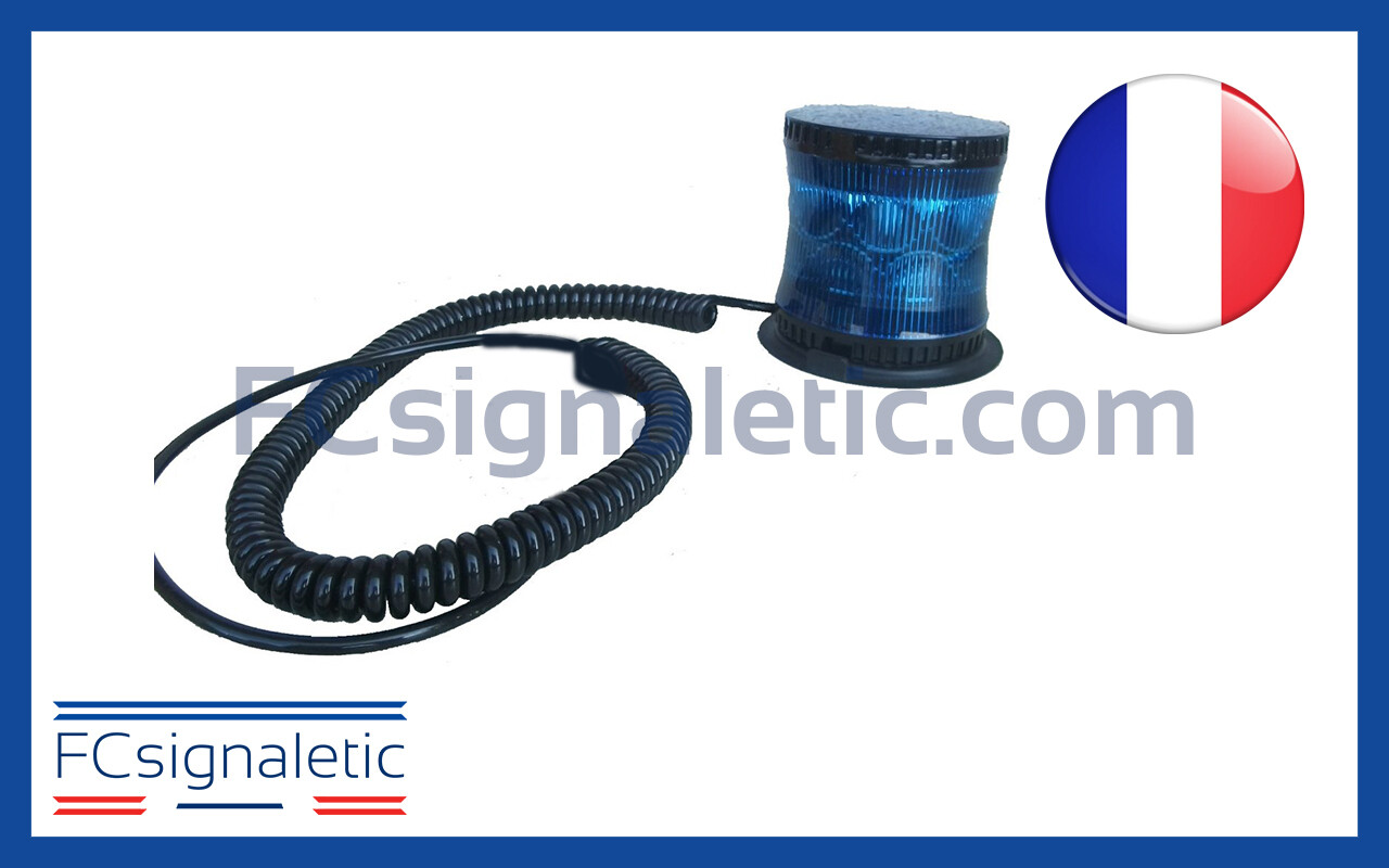 Gyrophare Gyroled bleu embase magnétique prise jack classe 2 rotatif STANDBY MERCURA 23525-00