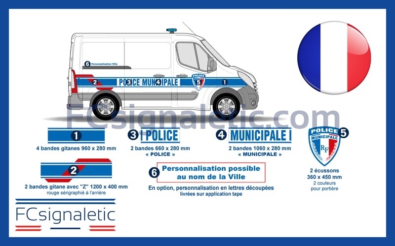 Kit sérigraphie Police municipale avec capot miroir pour véhicule utilitaire