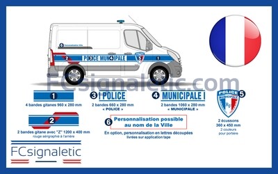 Sérigraphie Police municipale avec capot miroir pour véhicule utilitaire