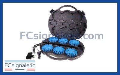 Valise de 6 balises lumineuses bleues magnétiques et rechargeables