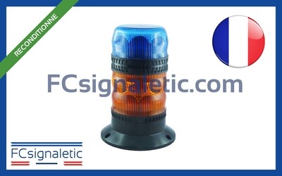 Gyrophare Gyroled KOMBI orange classe 2 rotatif, bleu classe 1 flash embase ISO reconditionné STANDBY MERCURA