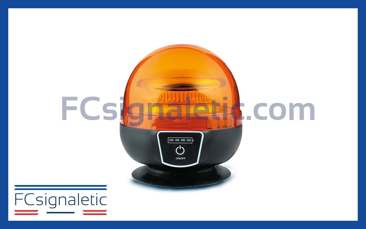 Gyrophare à led orange autonome embase magnétique LEDWORK LWK0409