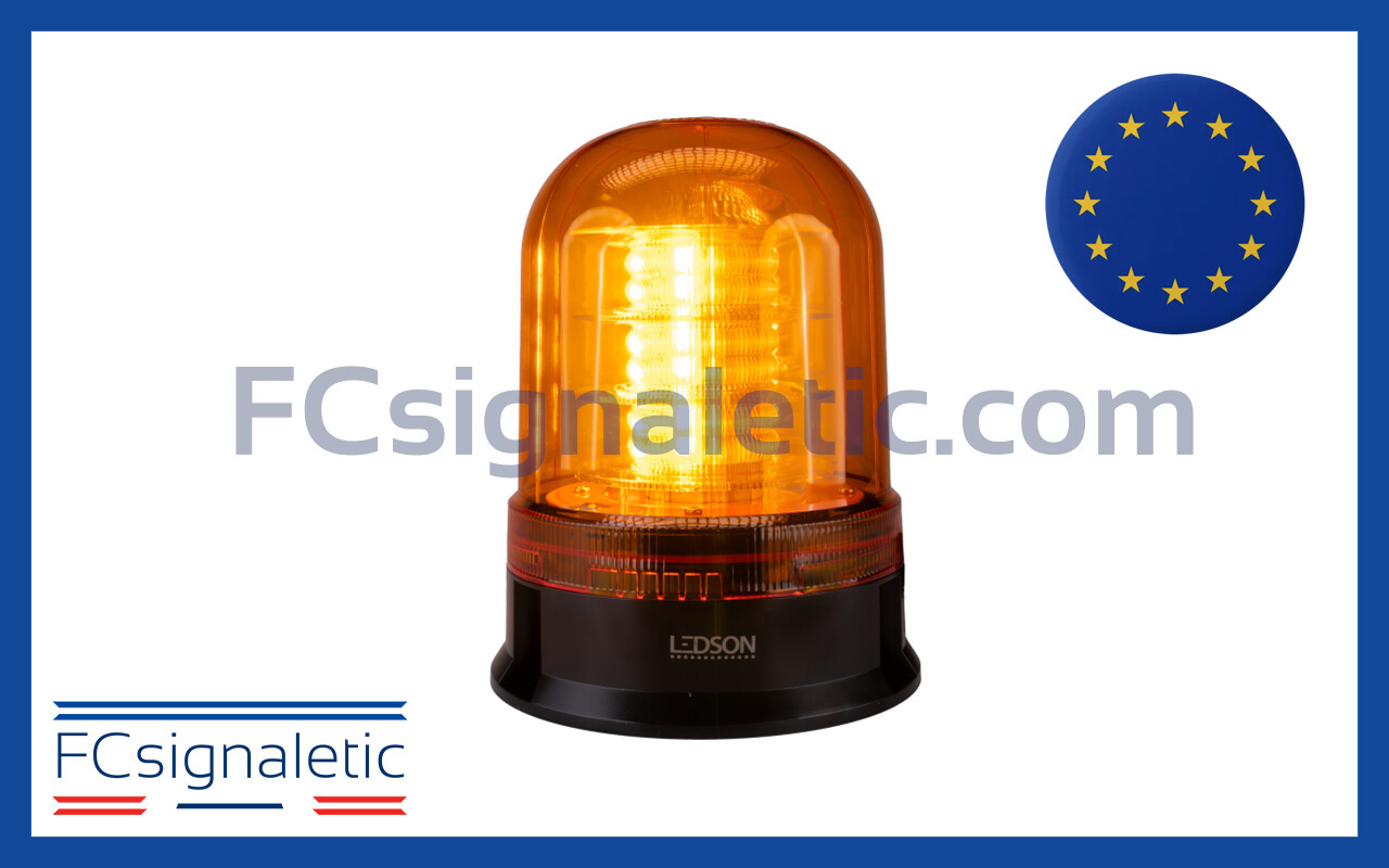 Gyrophare à LED orange embase ISO R65 4 modes LEDSON