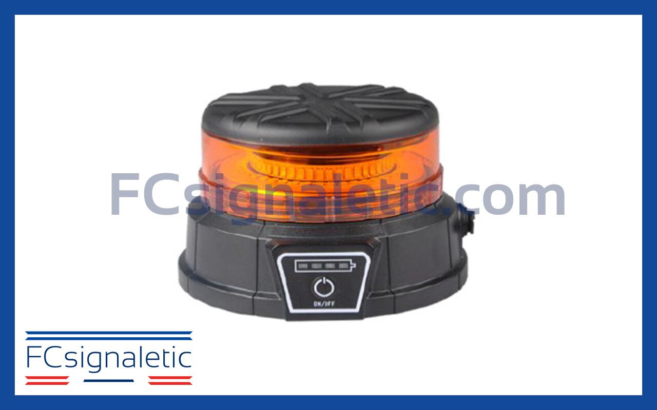 Gyrophare à led orange plat autonome embase magnétique LEDWORK LWK0079