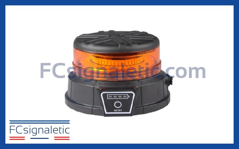 Gyrophare à led orange plat autonome embase magnétique LEDWORK LWK0079