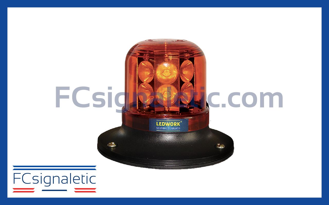 Gyrophare à LED orange embase ISO LEDWORK LWK0005
