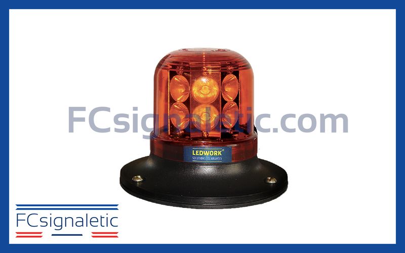 Gyrophare à LED orange embase ISO LEDWORK LWK0005