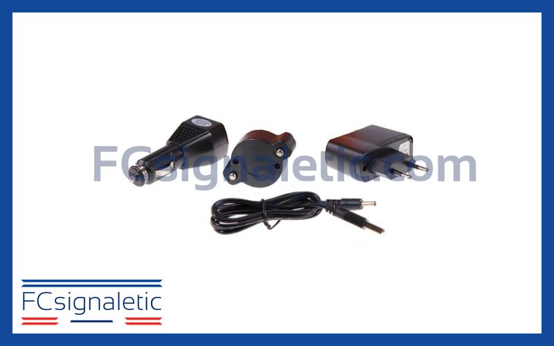 Chargeurs secteur et allume cigare pour balise lumineuse