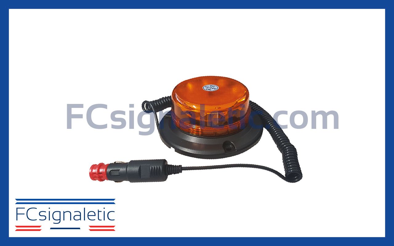 Gyrophare à LED extra plat orange embase magnétique prise allume cigare classe 1 LEDWORK LWK0375