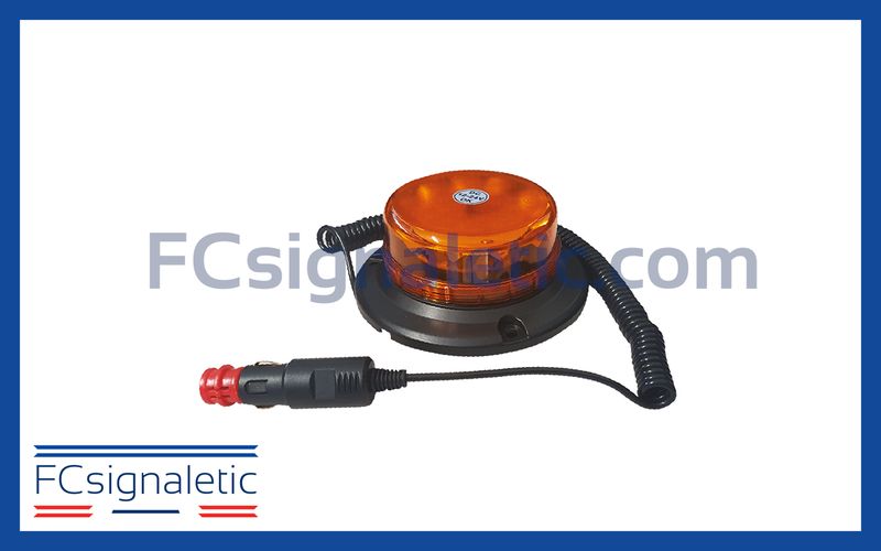 Gyrophare à LED extra plat orange embase magnétique prise allume cigare classe 1 LEDWORK LWK0375