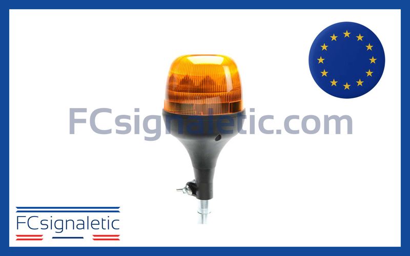 Gyrophare à LED THREESIXTY Medium Short orange embase hampe classe 1 flash SIRAC