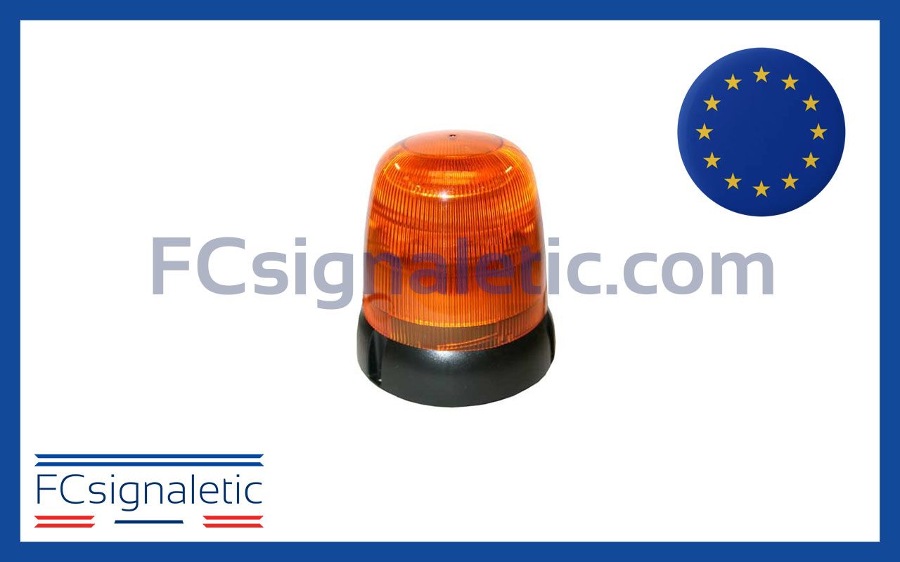 Gyrophare à LED THREESIXTY Medium Tall orange embase 3 points classe 1 flash SIRAC