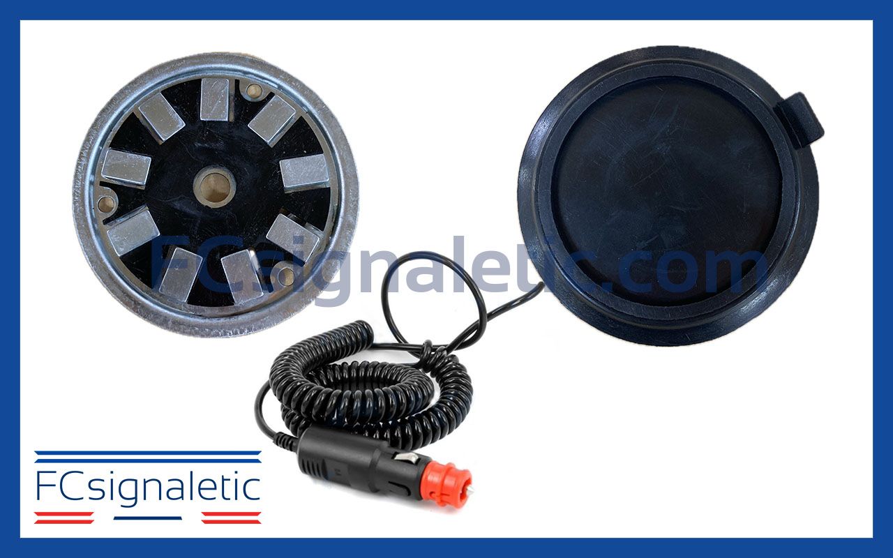 Ensemble support magnétique 9 aimants pour gyroled STANDBY MERCURA et prise allume cigare 12/24V 8A extensible avec fusible