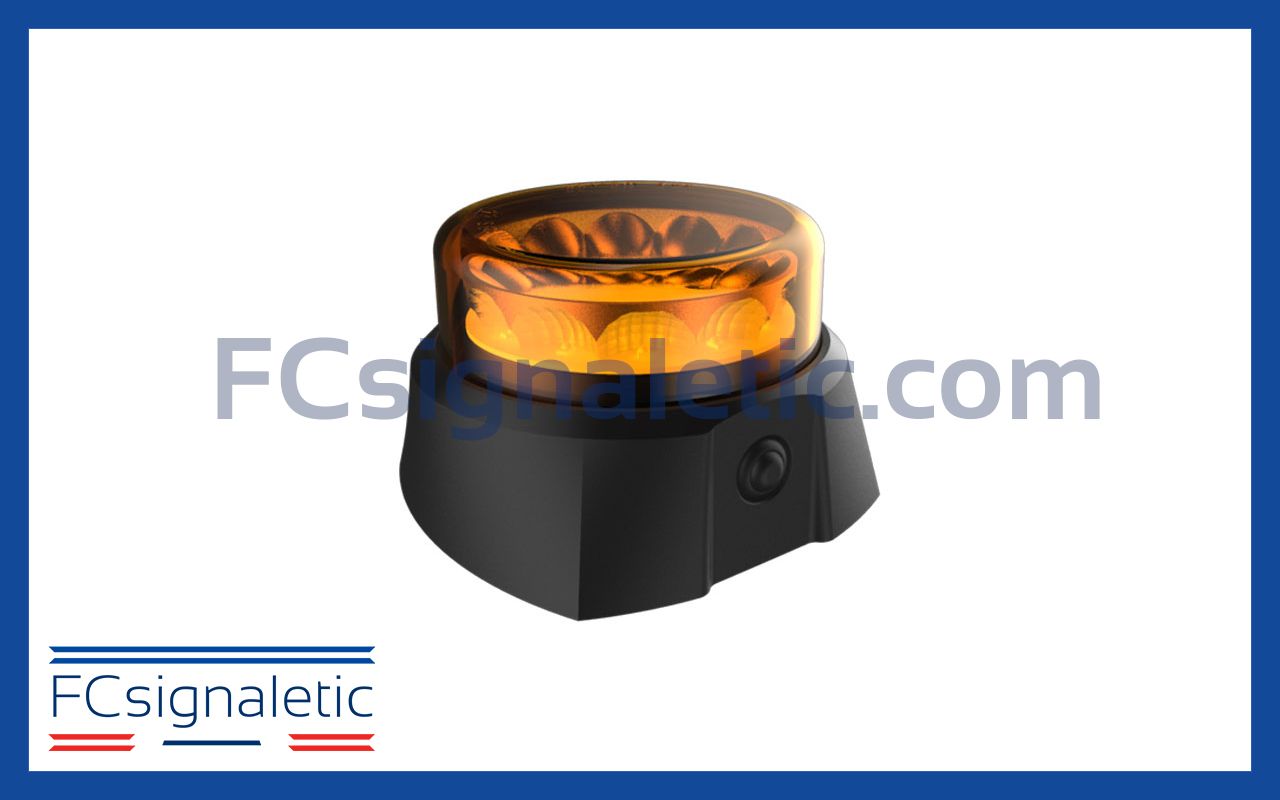 Gyrophare à LED orange autonome embase magnétique avec télécommande C12 MAG 911 SIGNAL