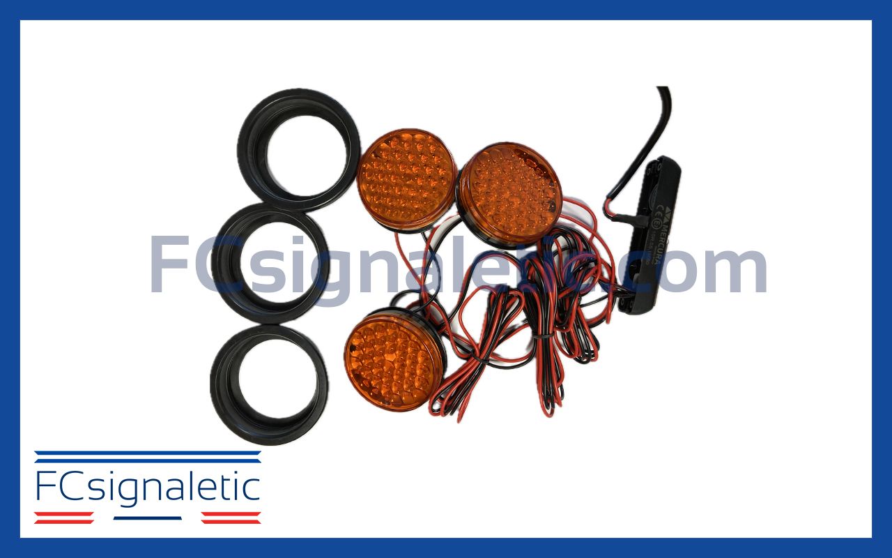 Ensemble 3 feux LED 74mm + Centrale clignotante pour Triflash STANDBY MERCURA 31311-01