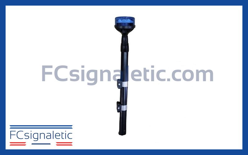 Gyrophare bleu sur mât moto classe 1 Phantom 911 SIGNAL 081601B