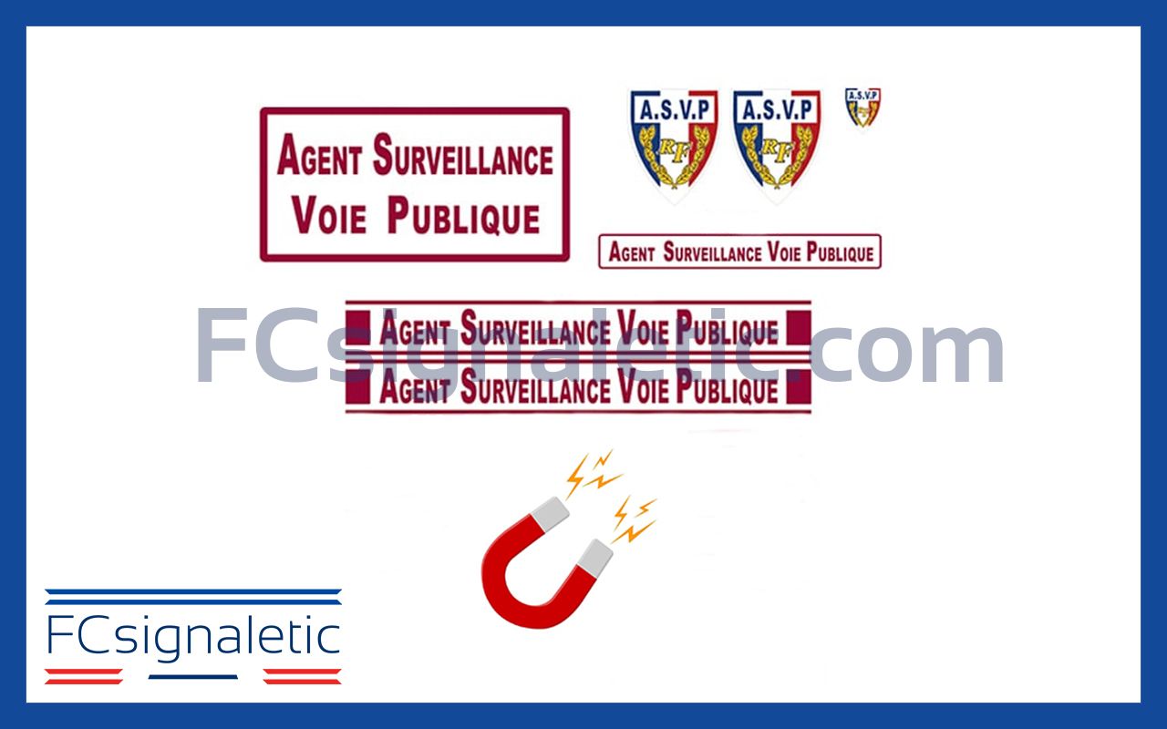 Kit sérigraphie ASVP bordeaux magnétique pour véhicule léger et petits utilitaires