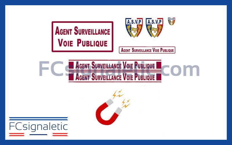 Kit sérigraphie ASVP bordeaux magnétique pour véhicule léger et petits utilitaires