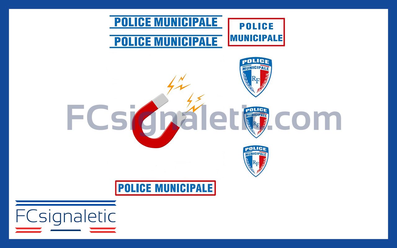 Kit sérigraphie Police municipale magnétique pour véhicule léger et petits utilitaires