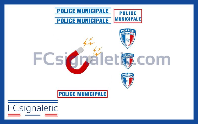 Kit sérigraphie Police municipale magnétique pour véhicule léger et petits utilitaires